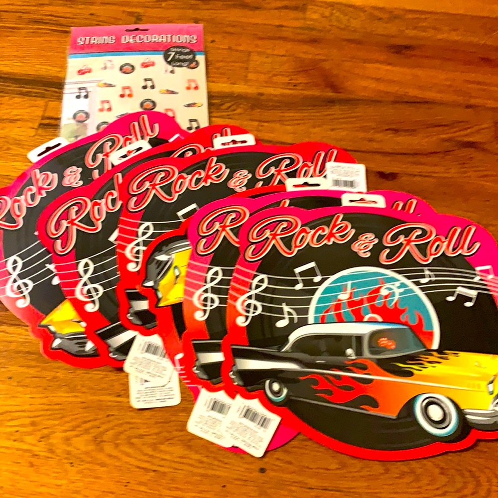 Rock and roll themed party decor